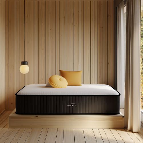 The Aurora King size Mattress setup in an adults bedroom